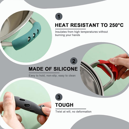 6Pcs Silicone Assist Handle Holder Grip, Cast Iron Skillet Handle Covers Heat Resistant, Non Slip Pot Grip Handle Sleeve, Hot Handle Holder Wok fo...