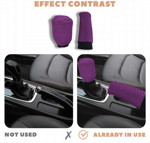 Car Gear Shift Cover Set, Gear Shift Knob Cover & Hand Brake Cover, Car Interior Protector Accessories Anti-Slip Handbrake Gear Shift Protector Fi...