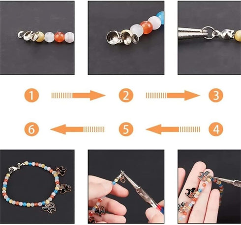 1250 Pieces Jewelry Making Accessories Set Includes 800 Pieces Open Jump Ring Connectors 300 Pieces Bead Tips Knot Covers and 150 Pieces Lobster C...