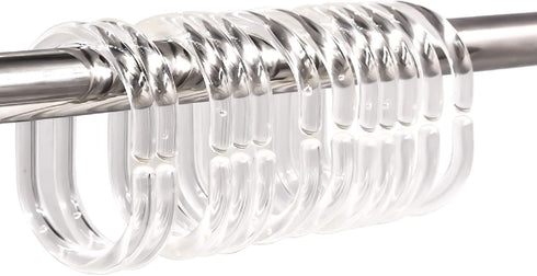 Qulable 24 pcs Shower Curtain Rings Plastic Shower Curtain Hooks C-Shaped Rings Hook Hanger Bath Drape Loop Clip Glide Bathroom Shower Window Rod ...