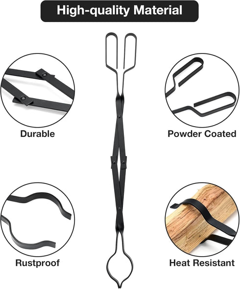 Stanbroil Outdoor Campfire Fireplace Tongs, 26" Long, Log Grabber, Black...