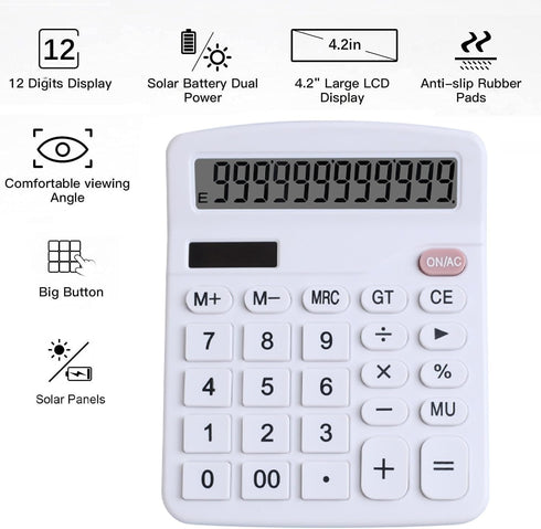 Office Desk Calculator, Cute Calculator for Kids, Basic Calculators Desktop, Dual Power Simple Financial Calculator with Big Button Large Display ...