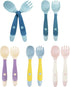 10 Pcs Toddler Utensils, Spoons and Forks Set with Bendable Handle, 5 Toddler Forks and 5 Toddler Spoons, Baby Feeding Set for Self Feeding, Silic...