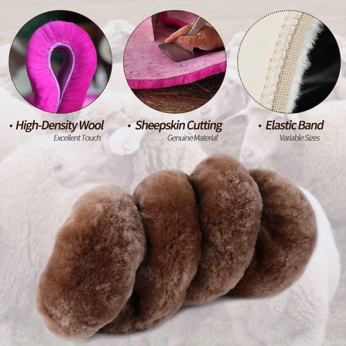 LLB Car Auto Steering Wheel Cover, Cute Style Fluffy Genuine Wool Sheepskin Cover for Women Men Girls, Anti-Slip Universal Fit 13.5-16.5 inches Ca...