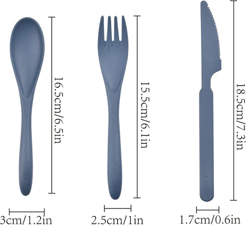 Knives Spoons and Forks Set, Wheat Straw Cutlery Set, Reusable Flatware Set for 5, Utensils for Party, Travel, Work, Picnic, Camping or Daily Use ...