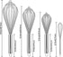 HOTEC 4 Pieces Stainless Steel Whisks Set Wire Whisk Balloon Whisk Egg Beater Kitchen Utensils for Stirring, Beating, Blending...