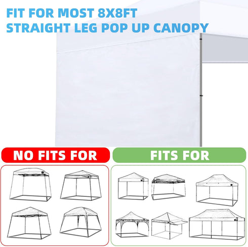 Canopy Tent Sidewalls for 8×8 Pop Up Canopy, Instant Canopy SunWall with Waterproof and UV Protection Layer, Straight Leg Canopy Shade Wall, 1 Pac...