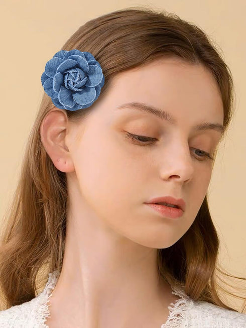 Fashion Denim Camellia Flower Lapel Brooch Pin for Women Girls Fabric Floral Bouquet Corsage Pins Clip Sweater Coat Dress Suit Backpack Brooches P...