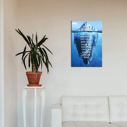 Inspirational Success Canvas Wall Art Blue Iceberg Motivation Quotes Print Poster Picture Artworks For Home school Office Artwork Decor Gift Ready...