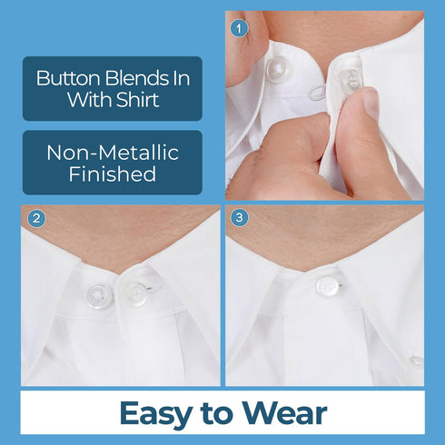 Premium 3-pack Of Collar Extenders (White) For Men And Women - Magic Extension For Shirts Of All Kinds, Soft & Elastic Design - Neck Button Extend...