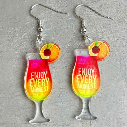 Bohemia Acrylic Beach Holiday Bottle Earrings Sets for Women Valentine's Day Tequila Wine Glass Miniature Bartender Cocktail Drink Bottle Drop Dan...