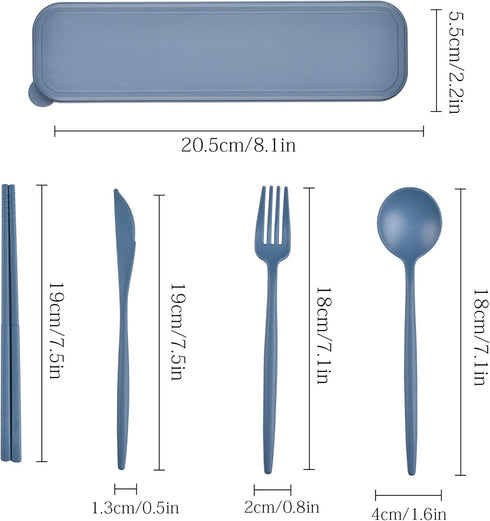 Reusable Utensils Set with Case, 2 Sets Travel Utensils with Case, Camping Utensil Set Portable Utensils Set for Lunch Box School Picnic Travel Ca...