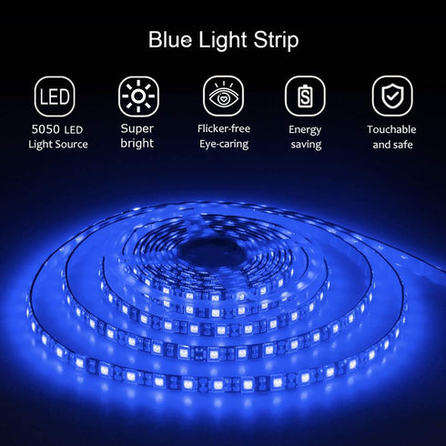 ALITOVE 16.4ft 5050 Blue LED Flexible Strip Ribbon Light Black PCB DC 12V 5M 300 LEDs Waterproof IP65 for Home Garden Commercial Area Lighting, Wi...
