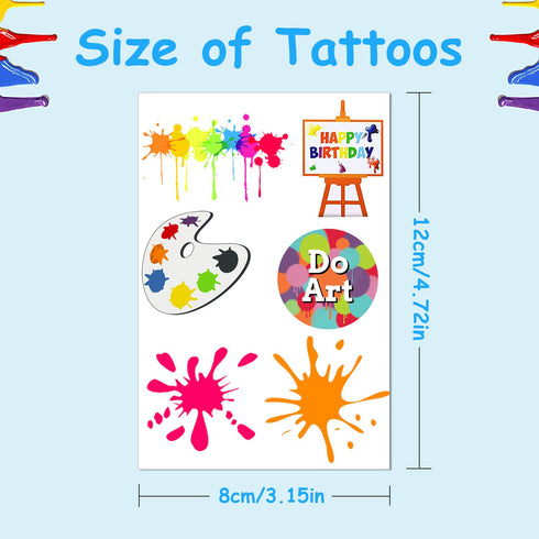 Art Temporary Tattoo Paint Birthday Party Favors Decorations Art Birthday Party Tattoos Stickers Favors Creative Party Supplies for Kids Girls Boy...