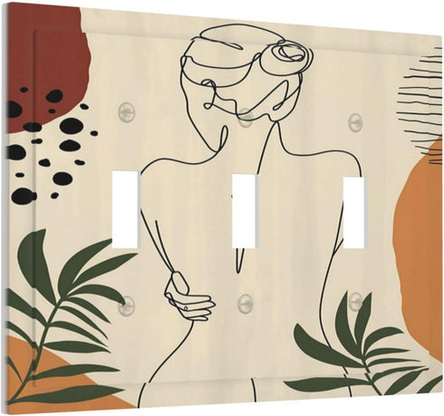 Abstract Art Bosnia Boho Triple Toggle Light Switch Cover 3 Gang Wall Plate Decorative Switchplate Electrical Faceplate for Bathroom Kitchen Home ...