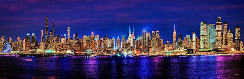 New York City 2022 Manhattan Midtown Skyline PHOTO PRINT UNFRAMED NIGHT COLOR NYC 11.75 inches x 36 inches Photographic Panorama Print Photo Pictu...