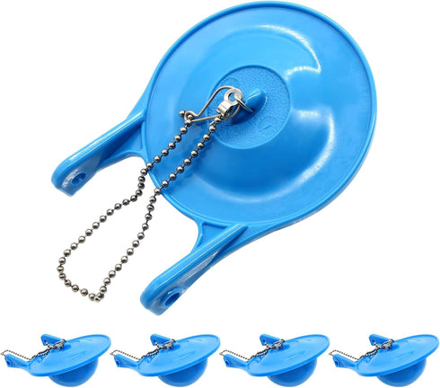 5 Pcs Blue Toilet Flapper Replacement Kit 3 inch Rubber Toilet Flapper Replacement Water Saving Toilet Bowl Stopper with Stainless Steel Chain Com...