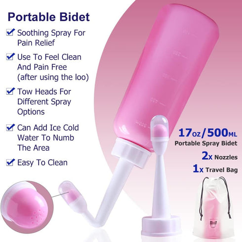 Postpartum Care Bottle, Inverted Nursing Bottle Spray Bottle, Travel Bidet, Woman and Mother and Baby Wash 2 in 1 Handheld Personal Bidet Bottle 5...