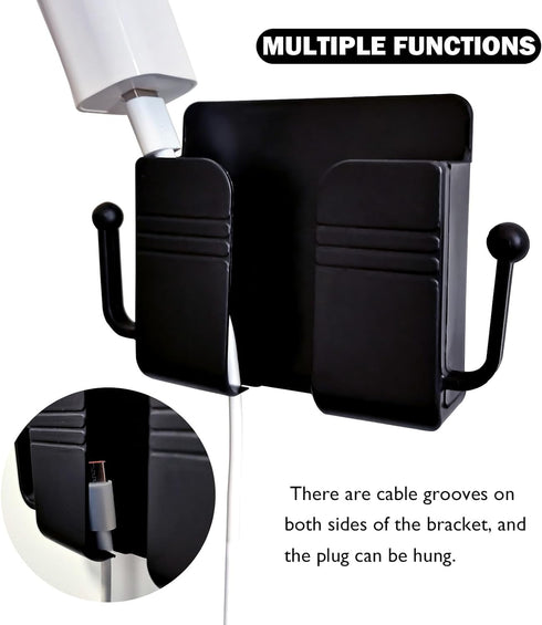 Self-Adhesive Wall Mount Phone Holder with Hooks Phone Stand Charging Holder for Smartphones Cellphone Bracket Phone Holder for Wall Home Office R...