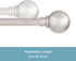 Kenney KN80102 Mercer Ball End Standard Decorative Window Curtain Rod, 36-66" Adjustable Length, Brushed Nickel Finish, 3/4" Diameter Steel Tube...