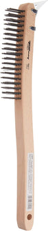 Forney 70511 Wire Scratch Brush, Carbon Steel with Curved Wood Handle & Metal Scraper, 13-11/16"-by-.014"...