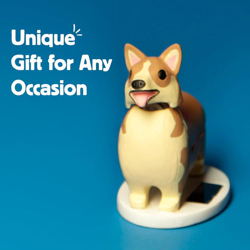 Kikkerland Solar Powered Corgi Dog Figurine: Fun Animal Decor for Home & Kitchen, Office Desk, Garden, Car – Great Novelty Toy Statue, Display She...