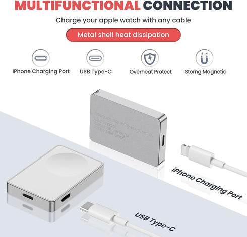 Apple Watch Charger, Portable iWatch Fast Charger, Magnetic Wireless Travel Charging Dock with Keychain for Apple Watch 9 8 7 6 5 SE 4 3 Ultra 1 2...