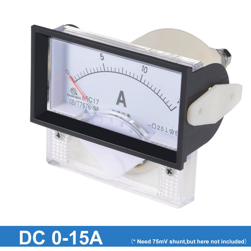 uxcell Analog Current Panel Meter DC 0-15A 85C17 Ammeter 70x40x61mm for Circuit Testing Charging Battery Ampere Tester Gauge Pack of 1...