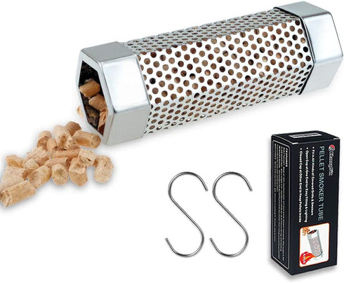 Pellet Smoker Tube 6 Inches - Stainless Steel Perforated Wood Pellet Tube Smoker - for All Electric, Gas, Charcoal Grill or Smoker, Hot or Cold Sm...