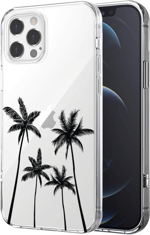 iPhone 12 Case/iPhone 12 Pro Case, Soft & Flexible TPU Shockproof Slim Cover Women Girls Cute Palm Tree Tropical Pattern Phone Case (Palmz 12 Pro/...