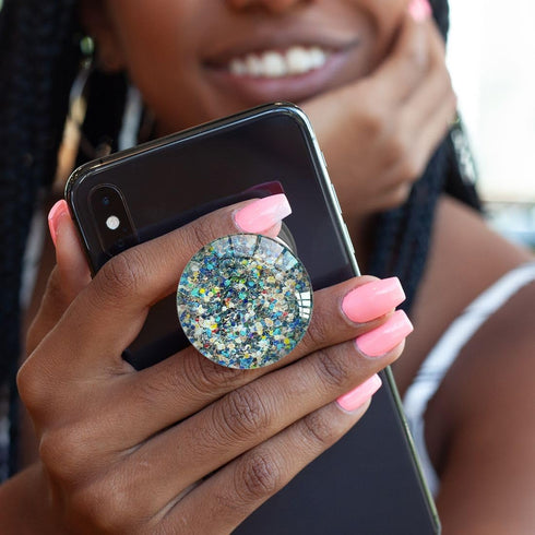 Clear Crystal Glitter Expandible Collapsible Moblile Phone Grip Stand Holder for Smartphones and Tablets Cell Phone Accessory?Blue Gold Glitter?...