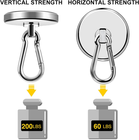 DIYMAG Magnetic Hooks, 200LBS Strong Heavy Duty Neodymium Magnet Hooks, Strong Magnetic Hooks for Hanging at Home, Office Locker, Workplace, Refri...