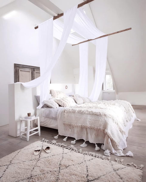 NICETOWN Sheer Canopy Bed Curtains Panels 216 - Home Decoration Sheer Voile Scarf Valance for Wedding (1 Panel, W60 x L216, White)...