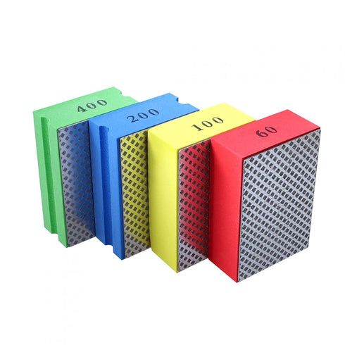 GEZICHTA 4pcs Diamond Hand Polishing Pads for Ceramic Tile Glass Grinding,Sanding Blocks Polishing Grinding Block 60#,100#,200#,400#(As Shown)...
