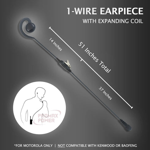 1-Wire C-Shape Swivel Earpiece Headset with PTT Button Mic for Motorola Two-Way Radio Walkie Talkies Mag One BPR40, CP185, CP200D, CLS1110, CLS141...
