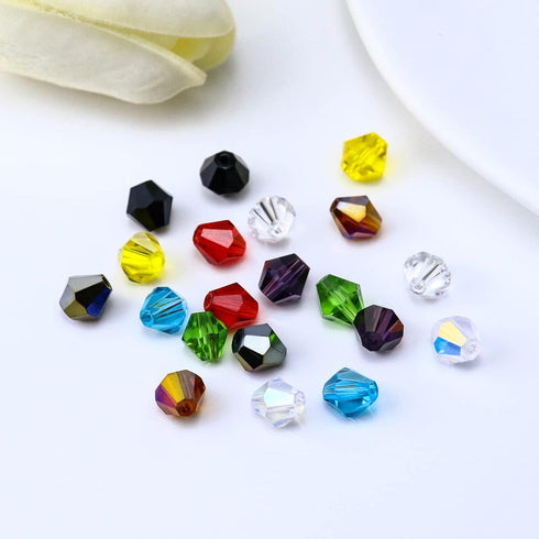 Dowarm 100PCS 8MM Crystal Beads, Amber AB Bicone Glass Beads for Jewelry Making, Craft, DIY Bracelet, Necklace, Dolls, Loose Spacer Beads...