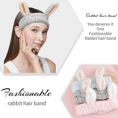 Easter Gifts for Girls, 3-Pack Bunny Headbands, Headbands for Women for Washing Face, Makeup Headband, Hair Band for Washing Face, Spa Headband fo...