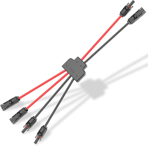 Solar Connectors Cable for 2 Solar Panels, Parallel 10AWG Solar Panel Connectors Y Branch Adapter Tool-free (FMM/MFF)...