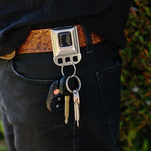 Buckle-Down Keychain, Seatbelt Buckle Keyholder, Black...
