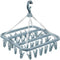 Clothes Drying Hanger with 32 Clips and Drip Foldable Hanging Rack (Light Blue)...
