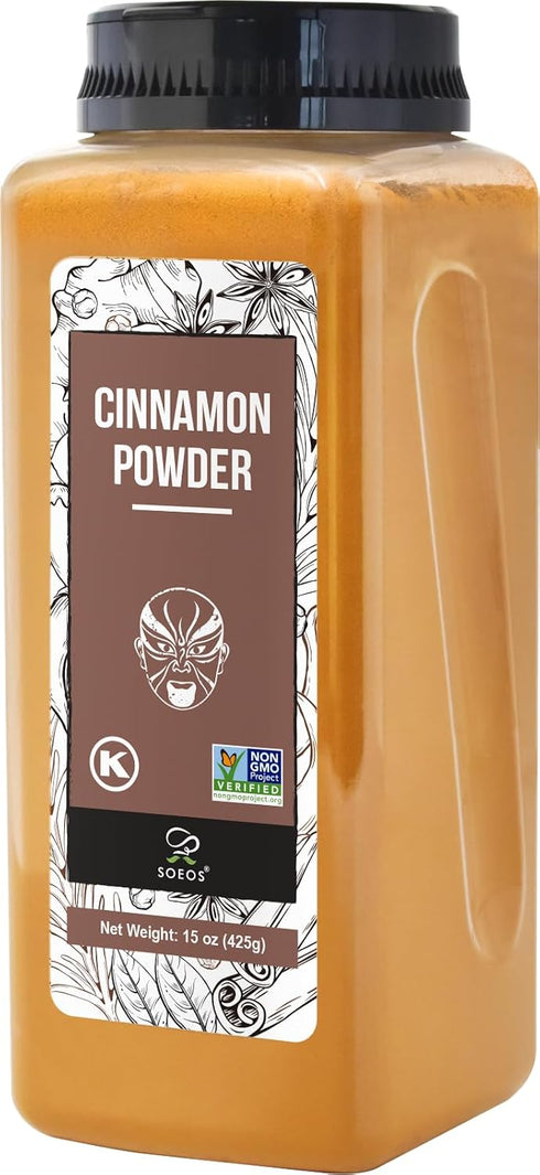 Soeos Cinnamon Powder, Cinnamon, Ground Cinnamon, Cinnamon Sticks, 100% Raw, Non-GMO, Kosher Certified, Cinnamon Seasoning Spice for Coffee, Bakin...