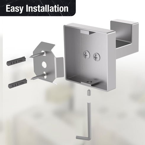 HITSLAM Towel Hooks for Bathroom Wall Mounted, Brushed Nickel Bathroom Towel Hook, SUS304 Stainless Steel Robe Hook and Coat Hooks, Square Wall Ho...