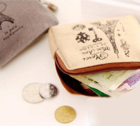 Canvas Coin Bags Women's Small Change Cash Purse Wallets (Set of 4, Paris)...