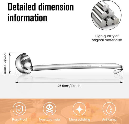Cunhill 5 Pcs Soup Ladles Serving Ladles Stainless Steel Ladles with Long Handle for Serving, Cooking, Stirring, Portioning Kitchen Restaurant Acc...