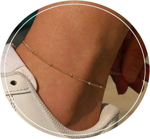 Gold Ankle Bracelets for Women Summer Beach Dainty Layered Shining Tennis Anklet Cubic Zirconia Minimalist Simple Fashion Jewelry Anklet For Women...