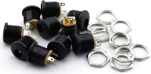10 Pack 5.5mm x 2.1mm 3 Pin Female DC Power Jack Panel Mount Screw Nut Kit DC Socket Electrical Plug...