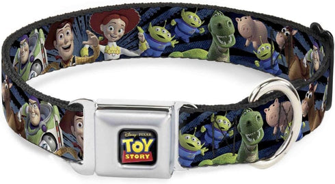 Dog Collar Seatbelt Buckle Toy Story Characters Running2 Denim Rays 18 to 32 Inches 1.5 Inch Wide...