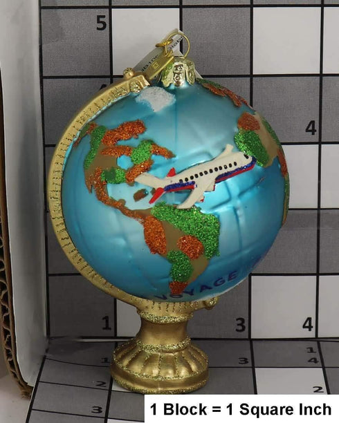 Kurt Adler Noble Gems Globe with Airplane Christmas Ornament...