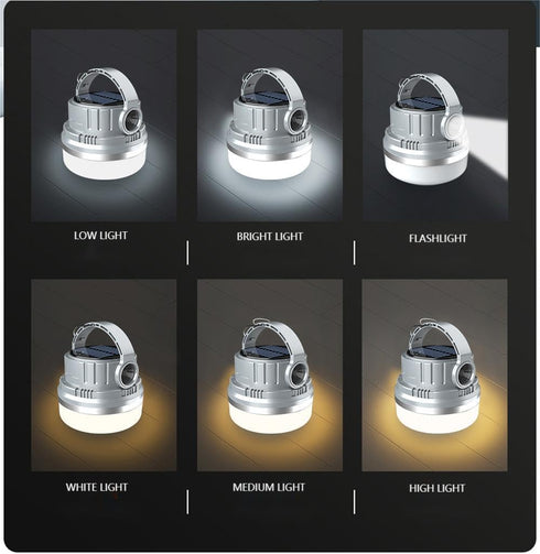 Solar Camping Light + Mobile Charger, Solar LED Lantern Tent Light Outdoor Flashlights for Power outages, Waterproof IP44, 500 Lumens, 3000 mAh Po...