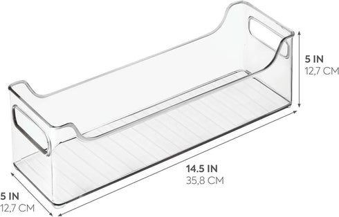 iDesign Plastic Organizer Bin with Easy Grip Handles, 14.5" x 5" x 5", Set of 2, Clear, 2 Count...